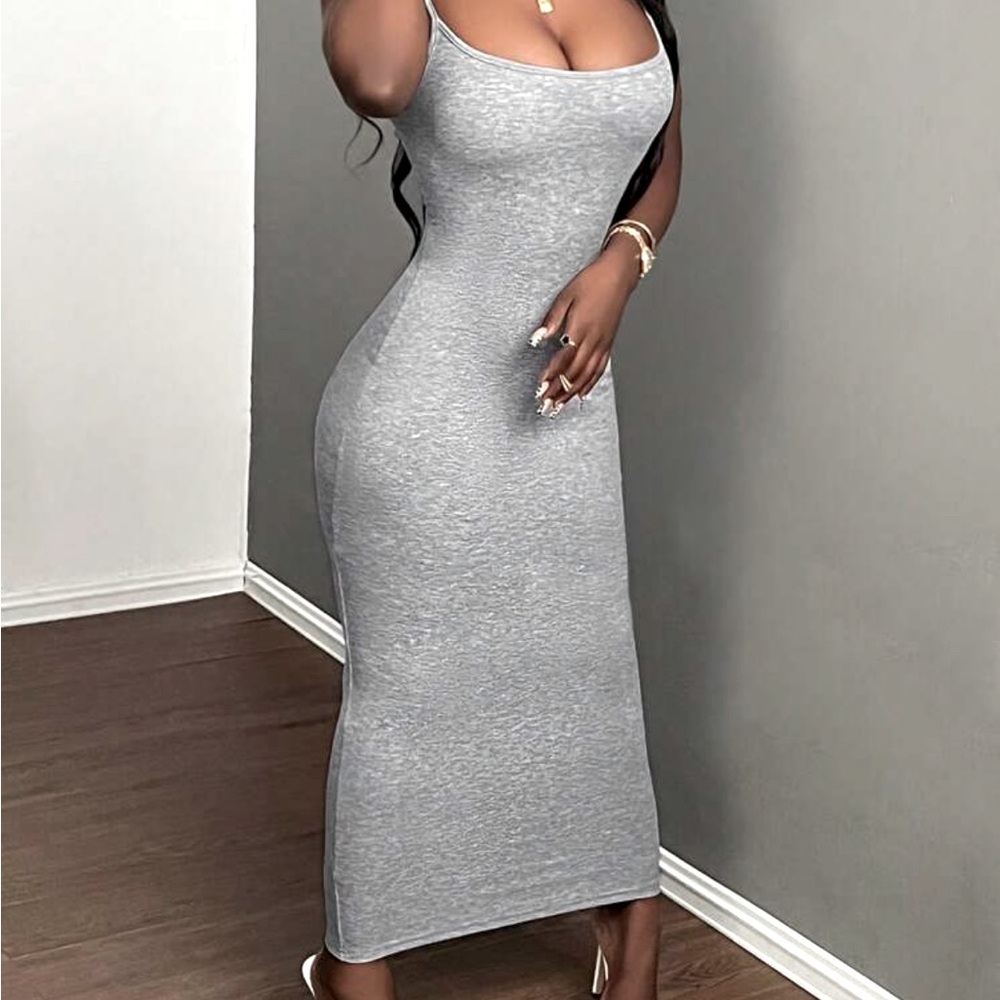 GREY KNIT CAMISOLE DRESS